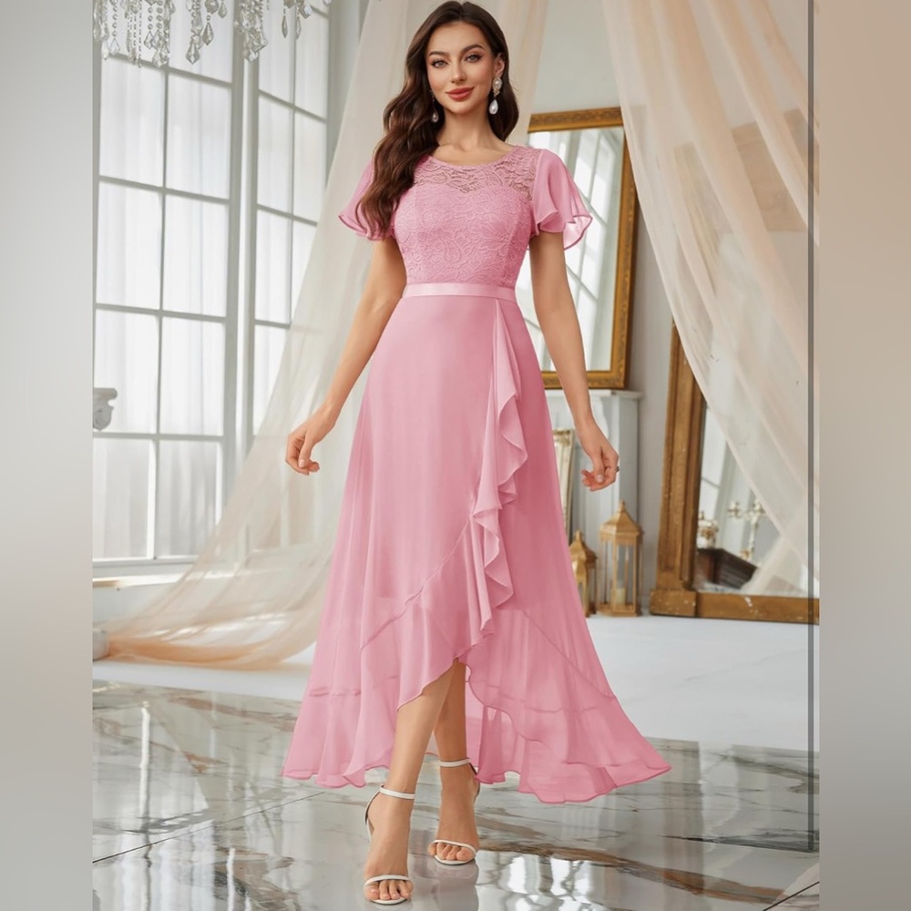 BeryLove Formal 2025 Wedding Guest with Slit Cocktail Elegant Lace Prom Dress